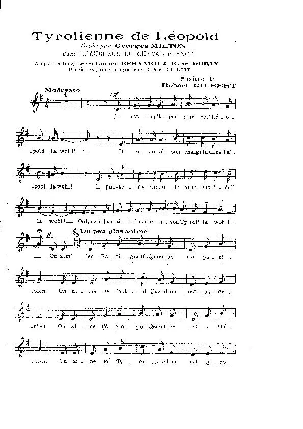 télécharger la partition d'accordéon Tyrolienne de Léopold (L'auberge du cheval blanc) au format PDF