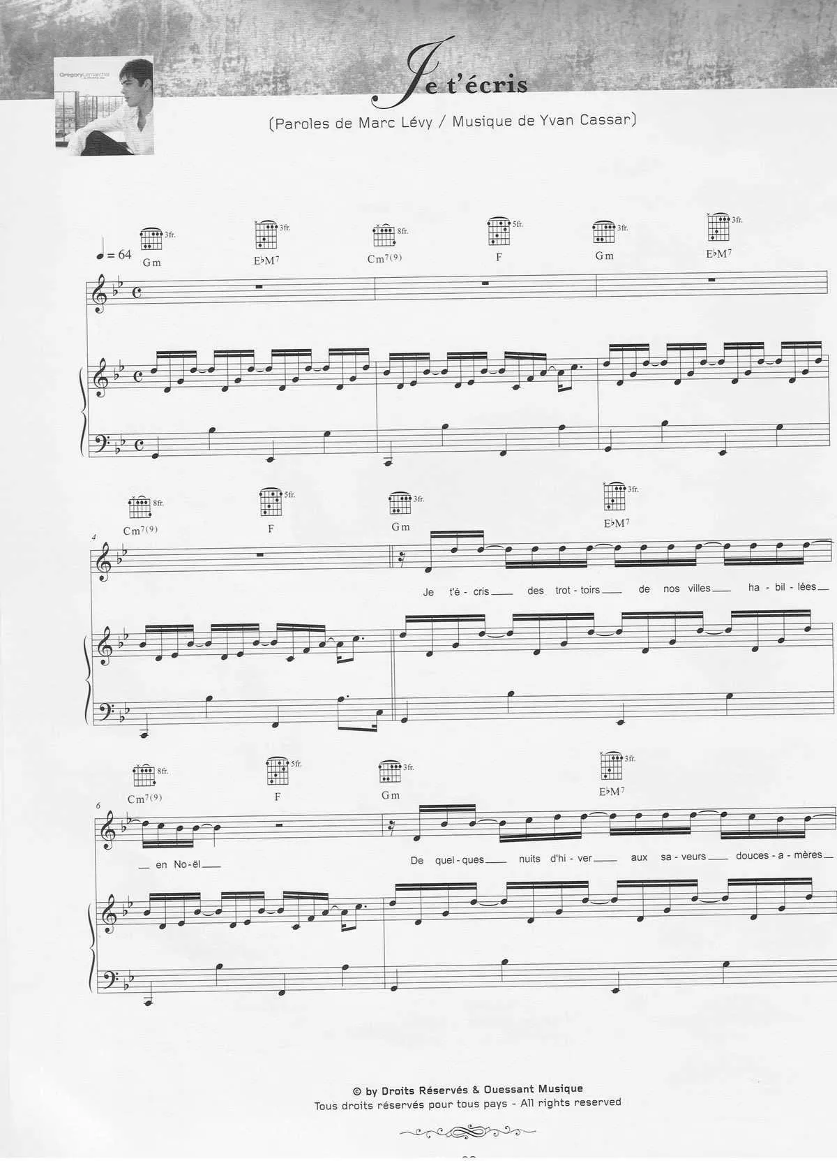 télécharger la partition d'accordéon Je t'écris au format PDF