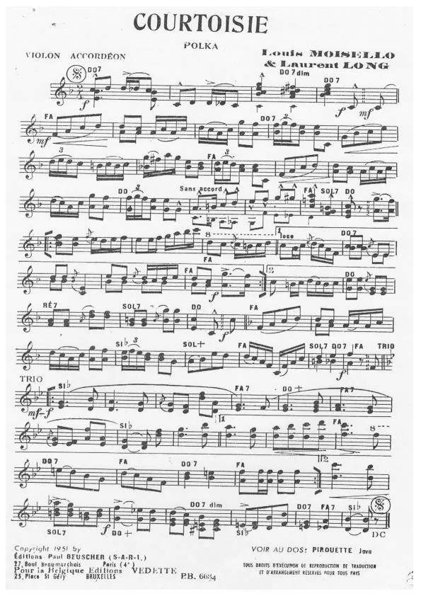 télécharger la partition d'accordéon Courtoisie (Polka) au format PDF