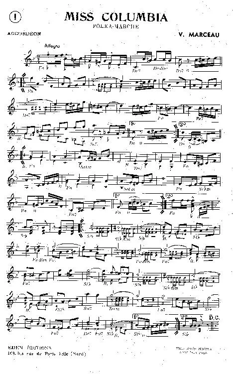télécharger la partition d'accordéon Miss Columbia (Polka Marche) au format PDF