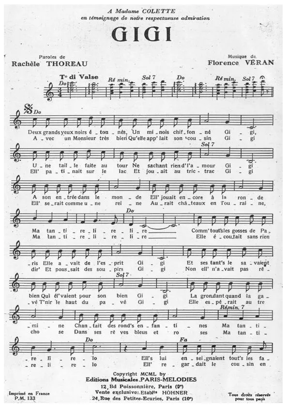 télécharger la partition d'accordéon Gigi (Chant : André Claveau) (Valse) au format PDF