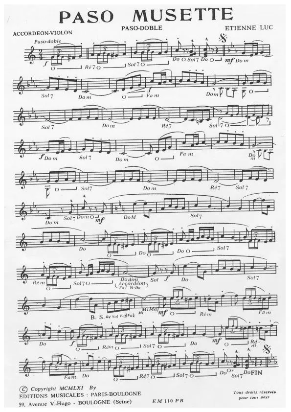 télécharger la partition d'accordéon Paso musette (Paso Doble) au format PDF