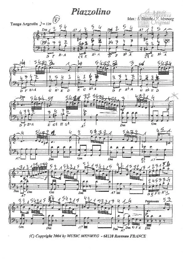 télécharger la partition d'accordéon Piazzolino (1er + 2ème Accordéon) (Tango Argentin) au format PDF