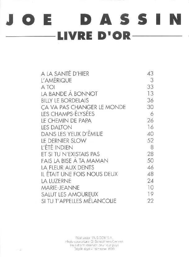 télécharger la partition d'accordéon Livre d'Or : Joe Dassin (20 Titres) au format PDF