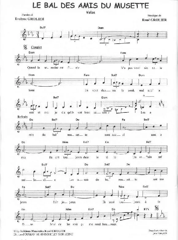télécharger la partition d'accordéon Le bal des amis du musette (Valse Chantée) au format PDF