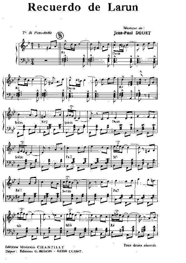 télécharger la partition d'accordéon Recuerdo de Larun (Paso Doble) au format PDF