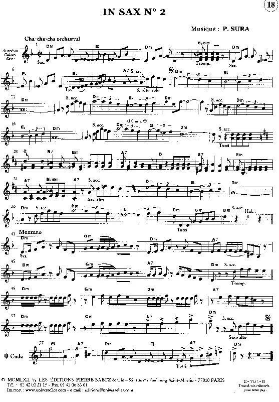 télécharger la partition d'accordéon In Sax n°2 (Cha cha cha) au format PDF
