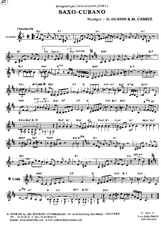 télécharger la partition d'accordéon Saxo Cubano (Cha Cha Cha) au format PDF