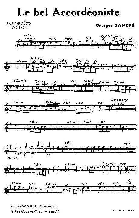 télécharger la partition d'accordéon Le bel Accordéoniste (Java) au format PDF
