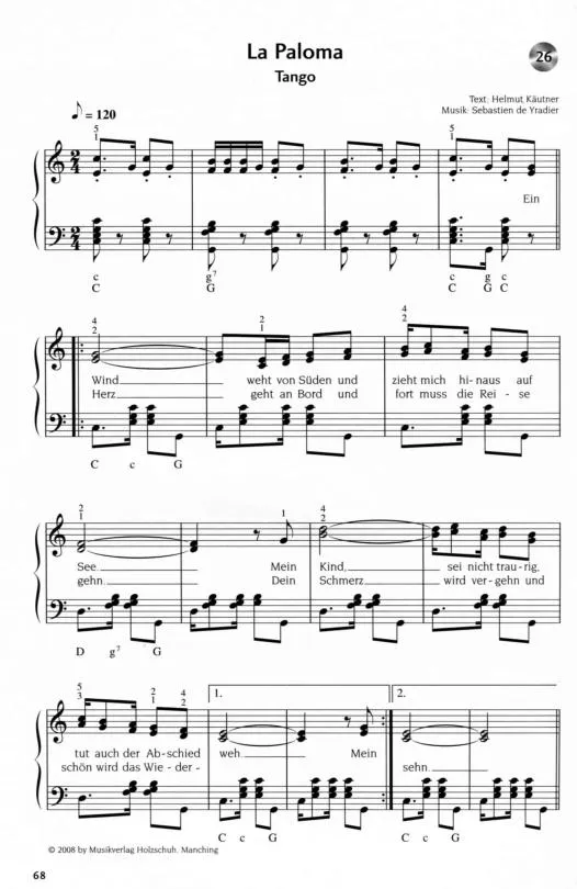 télécharger la partition d'accordéon La Paloma (Tango) au format PDF