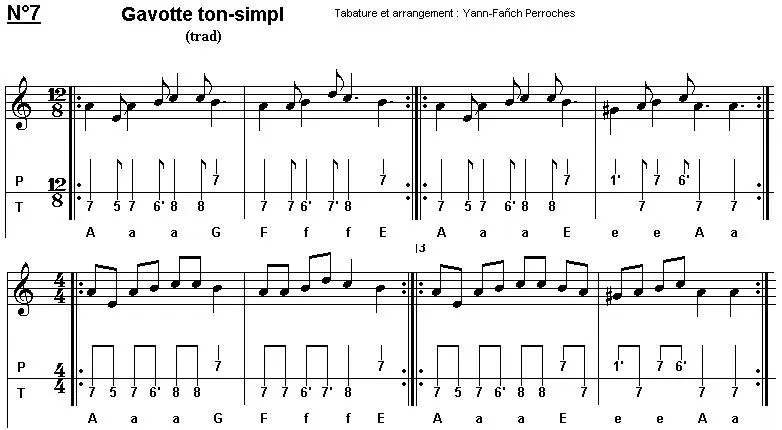 télécharger la partition d'accordéon N°7 Gavotte ton simpl (Traditionnel) (Accordéon Diatonique) au format PDF