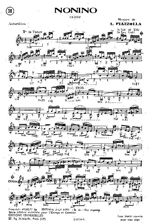 télécharger la partition d'accordéon Nonino (Tango) au format PDF