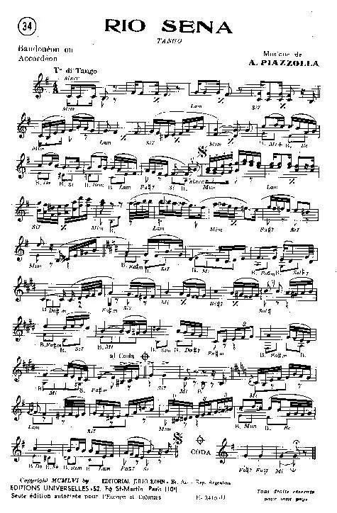 télécharger la partition d'accordéon Rio Sena (Tango) au format PDF