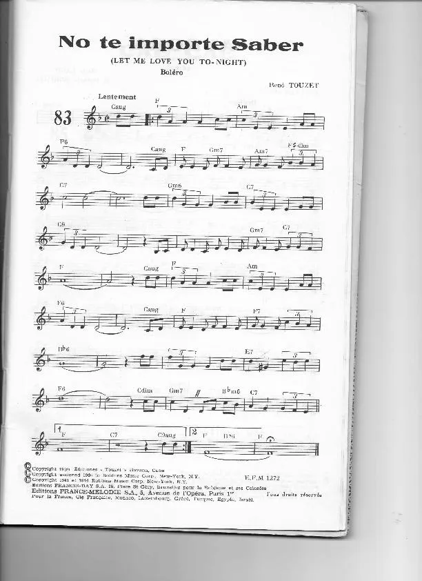 télécharger la partition d'accordéon No te importe saber (Let me love you tonignt) (Boléro) au format PDF