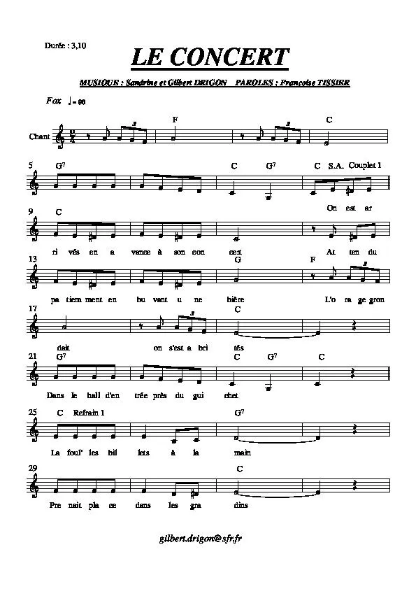 télécharger la partition d'accordéon Le Concert (Fox) au format PDF