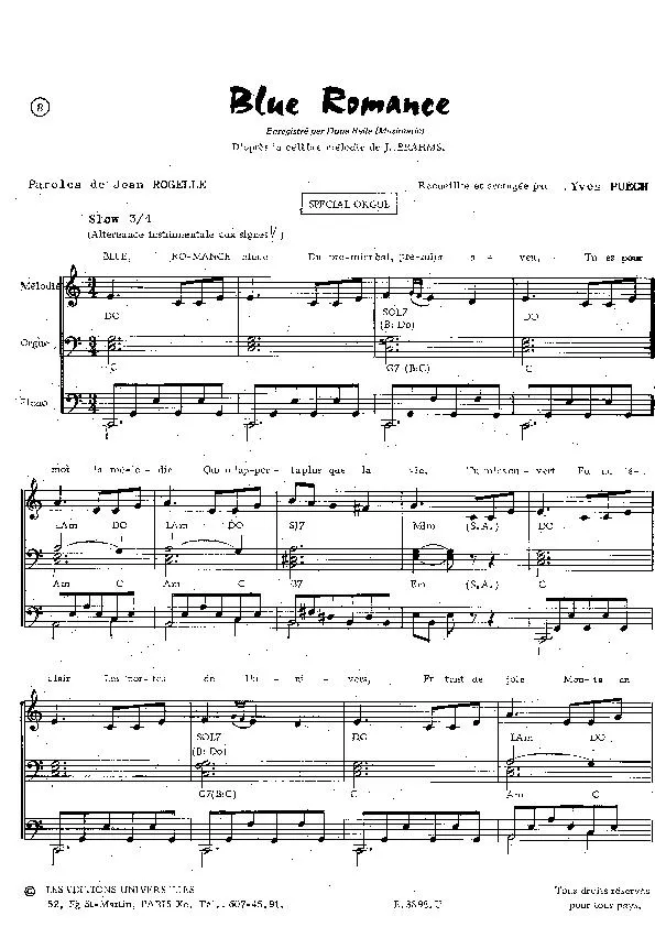 télécharger la partition d'accordéon Blue Romance (Brahms) au format PDF