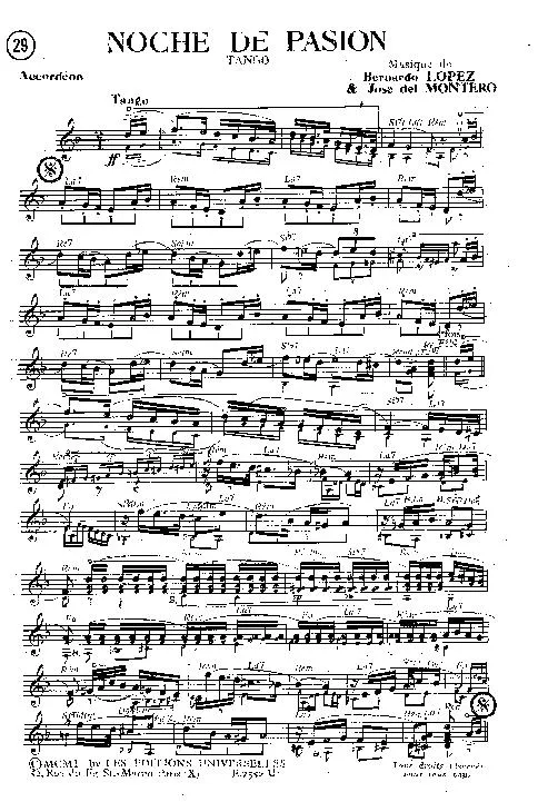 télécharger la partition d'accordéon Noche de Pasion (Tango) au format PDF