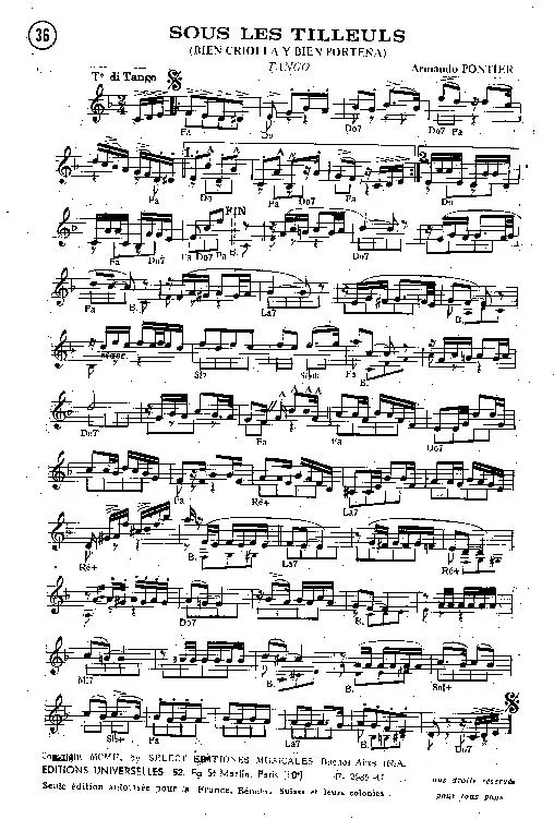 télécharger la partition d'accordéon Sous les tilleuls (Bien criolla y bien porteña) (Tango) au format PDF