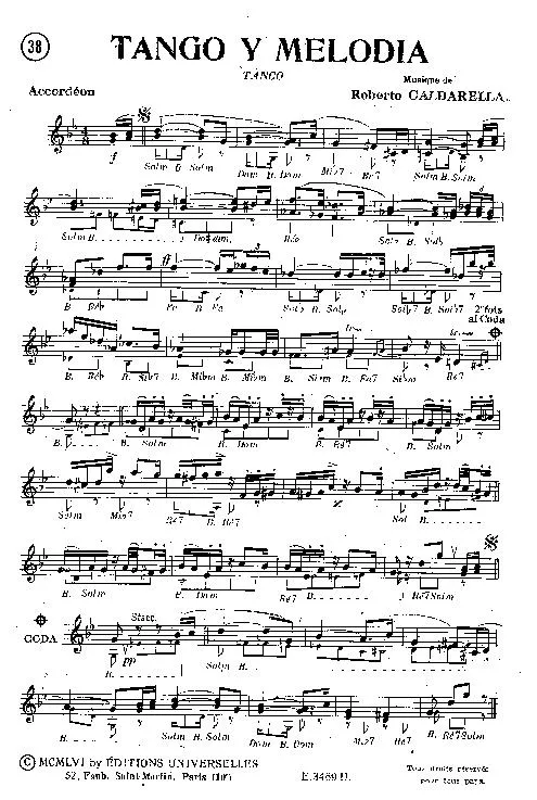 télécharger la partition d'accordéon Tango Y Melodia au format PDF