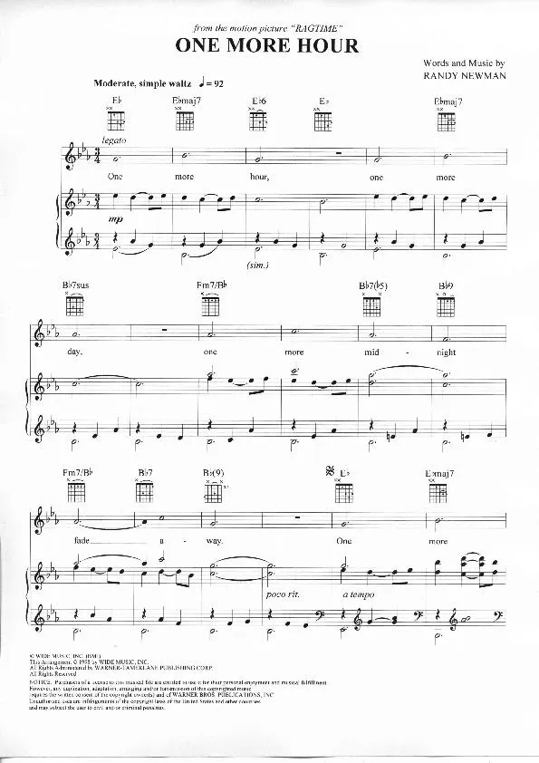 télécharger la partition d'accordéon One More Hour (Ragtime) au format PDF