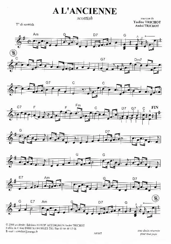 télécharger la partition d'accordéon A l'ancienne (Scottish) au format PDF
