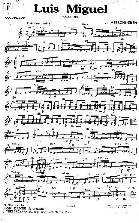 télécharger la partition d'accordéon Luis Miguel (Paso Doble) au format PDF