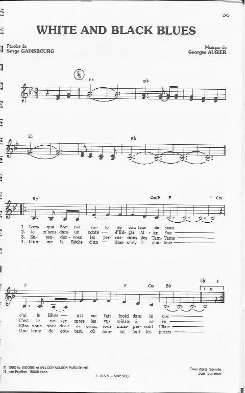 télécharger la partition d'accordéon White and black blues (Chant : Joëlle Ursull) au format PDF