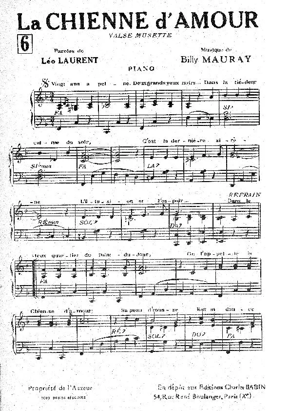 télécharger la partition d'accordéon La Chienne d'Amour (Valse Musette) au format PDF