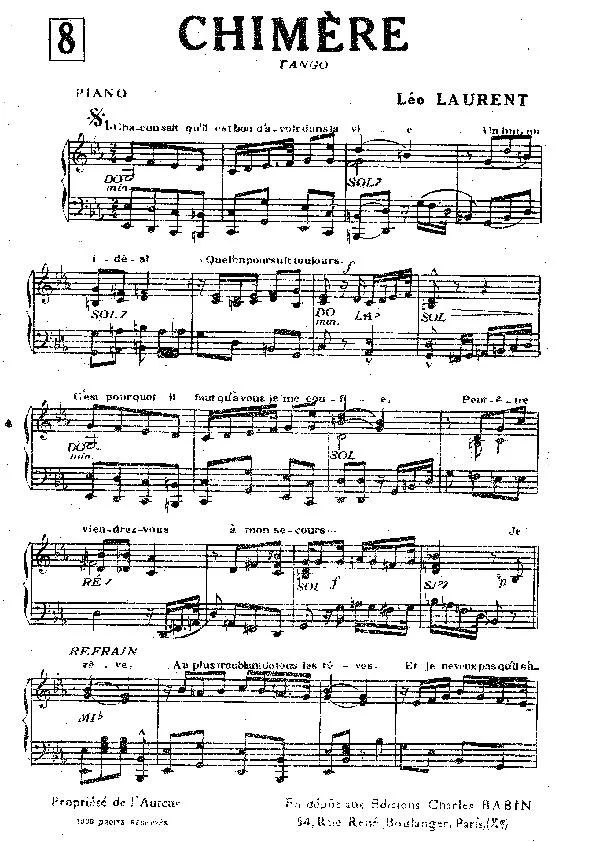 télécharger la partition d'accordéon Chimère (Tango) au format PDF