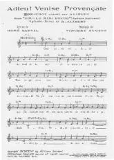 télécharger la partition d'accordéon Adieu Venise Provençale (Dans : Zou Le midi bouge) (Chant : Henri Alibert) (Fox Trot) au format PDF