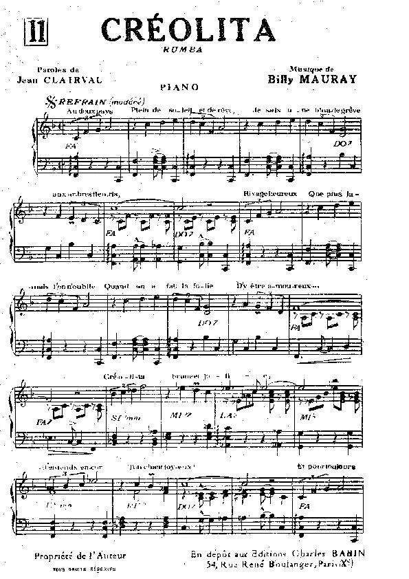 télécharger la partition d'accordéon Créolita (Rumba) au format PDF