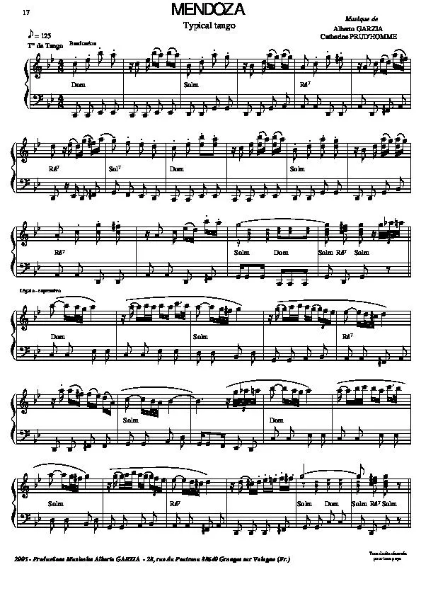 télécharger la partition d'accordéon Mendoza (Tango Typique) au format PDF