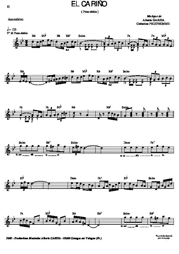 télécharger la partition d'accordéon El cariño (Paso Doble) au format PDF