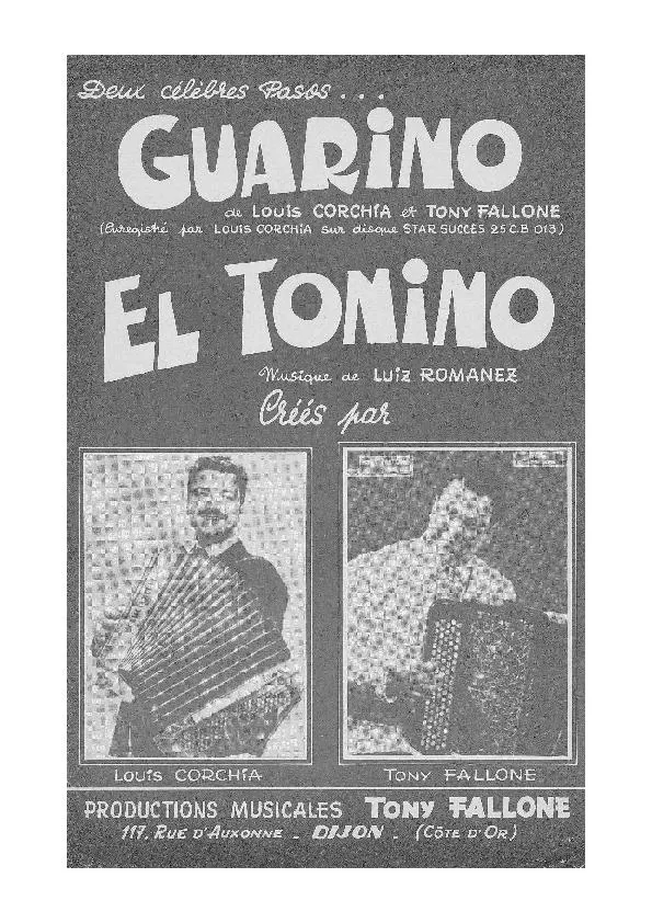 télécharger la partition d'accordéon Guarino + El Tonino (Paso Doble) au format PDF