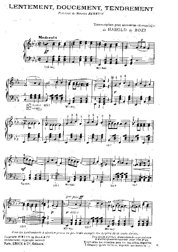télécharger la partition d'accordéon Lentement Doucement Tendrement (Arrangement : Harold de Bozi) (Fox Trot) au format PDF