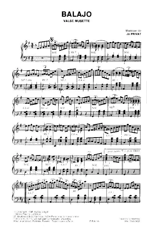 télécharger la partition d'accordéon Balajo (Valse Musette) au format PDF