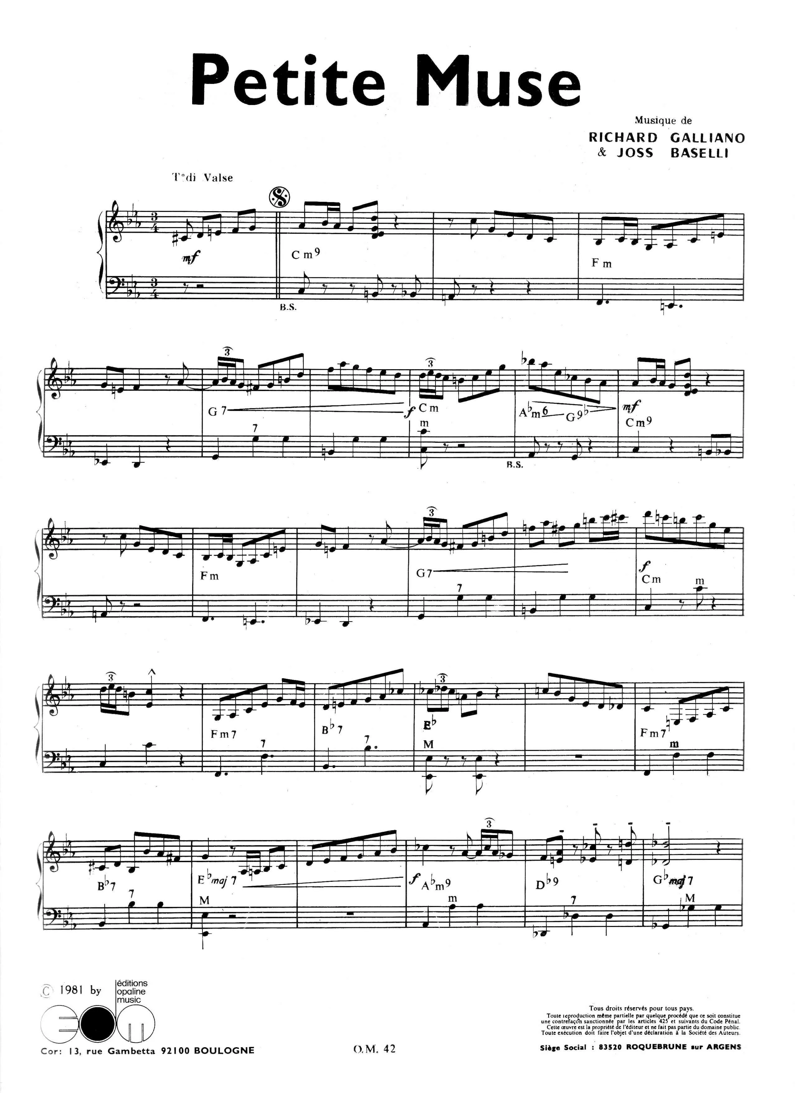 télécharger la partition d'accordéon Petite Muse (Valse) au format PDF