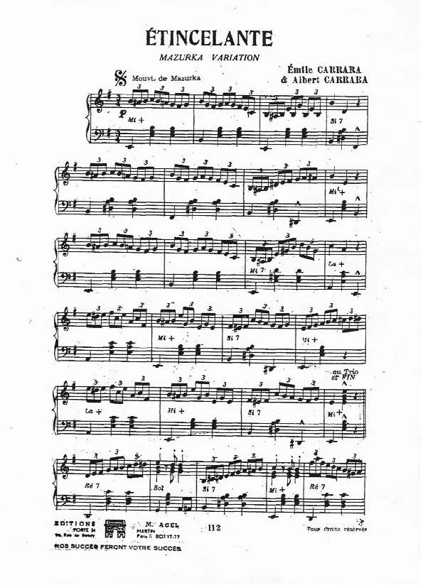 télécharger la partition d'accordéon Etincelante (Mazurka Variation) au format PDF