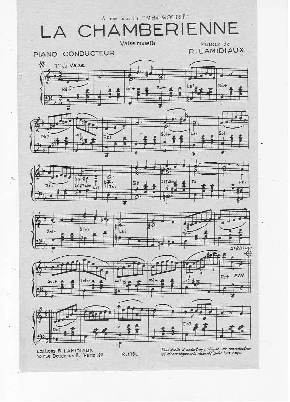 télécharger la partition d'accordéon La Chambérienne (Valse Musette) au format PDF