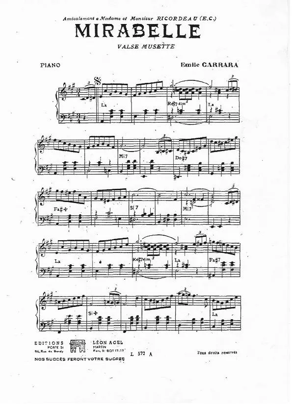 télécharger la partition d'accordéon Mirabelle (Valse Musette) au format PDF
