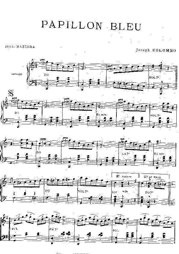 télécharger la partition d'accordéon Papillon Bleu (Java Mazurka) au format PDF