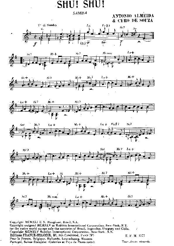 télécharger la partition d'accordéon Shu Shu (Samba avec variations) au format PDF