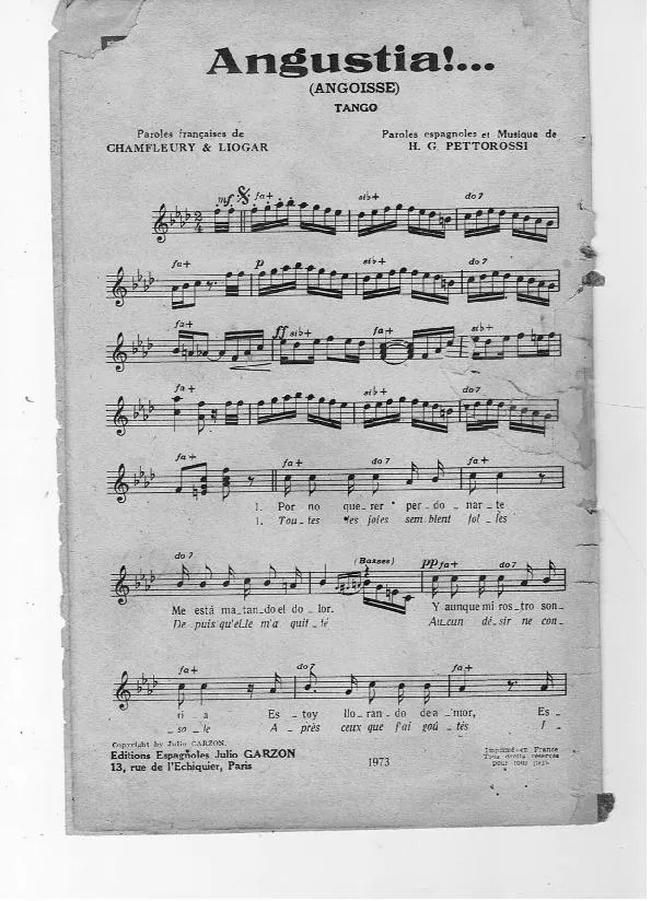 télécharger la partition d'accordéon Angustia (Angoisse) (Tango Chanté) au format PDF