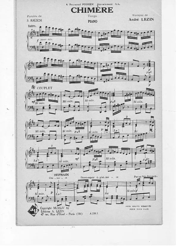 télécharger la partition d'accordéon Chimère (Tango) au format PDF