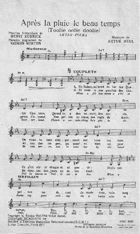 télécharger la partition d'accordéon Après la pluie le beau temps (Toolie oolie doolie) (Swing Polka) au format PDF