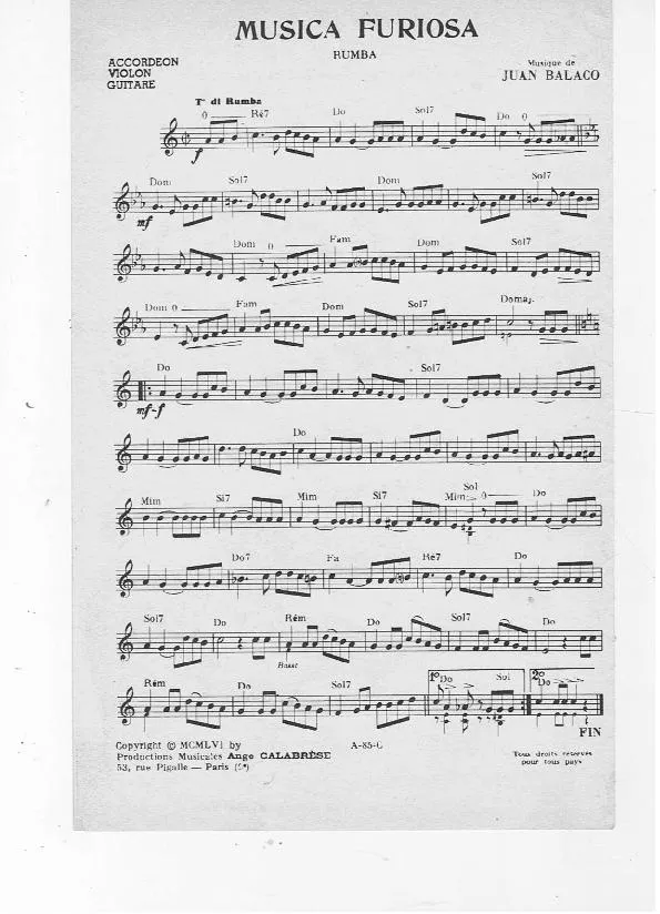 télécharger la partition d'accordéon Musica Furiosa (Rumba) au format PDF