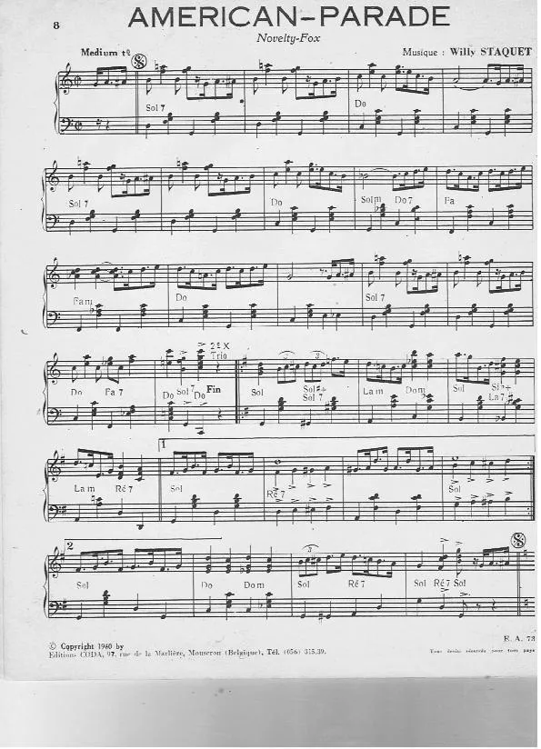 télécharger la partition d'accordéon American Parade (Novelty Fox) au format PDF