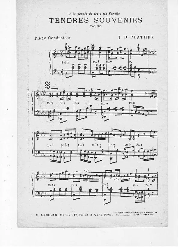 télécharger la partition d'accordéon Tendres souvenirs (Tango) au format PDF