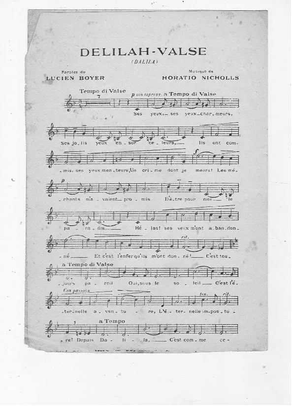 télécharger la partition d'accordéon Delilah Valse (Dalila) au format PDF