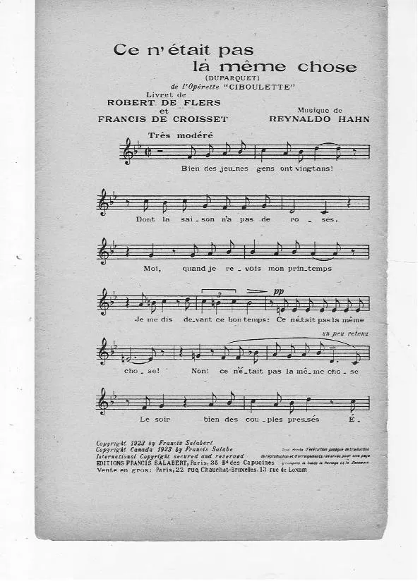 télécharger la partition d'accordéon Ce n'était pas la même chose (De l'opérette : Ciboulette) au format PDF